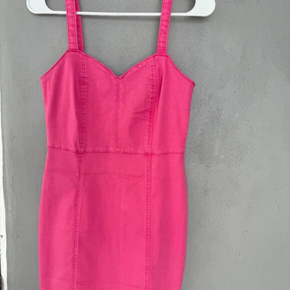 ASOS DESIGN denim mini dress with sweetheart neckline in pink *NEVER WORN* - Picture 7 of 11